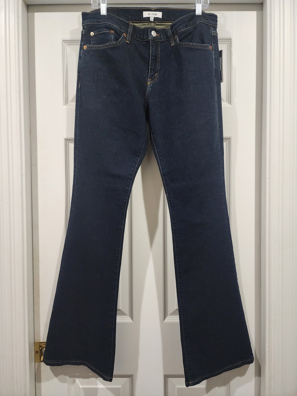 RE/DONE Classic Dark Indigo Flare Jeans - Women's Wide Leg